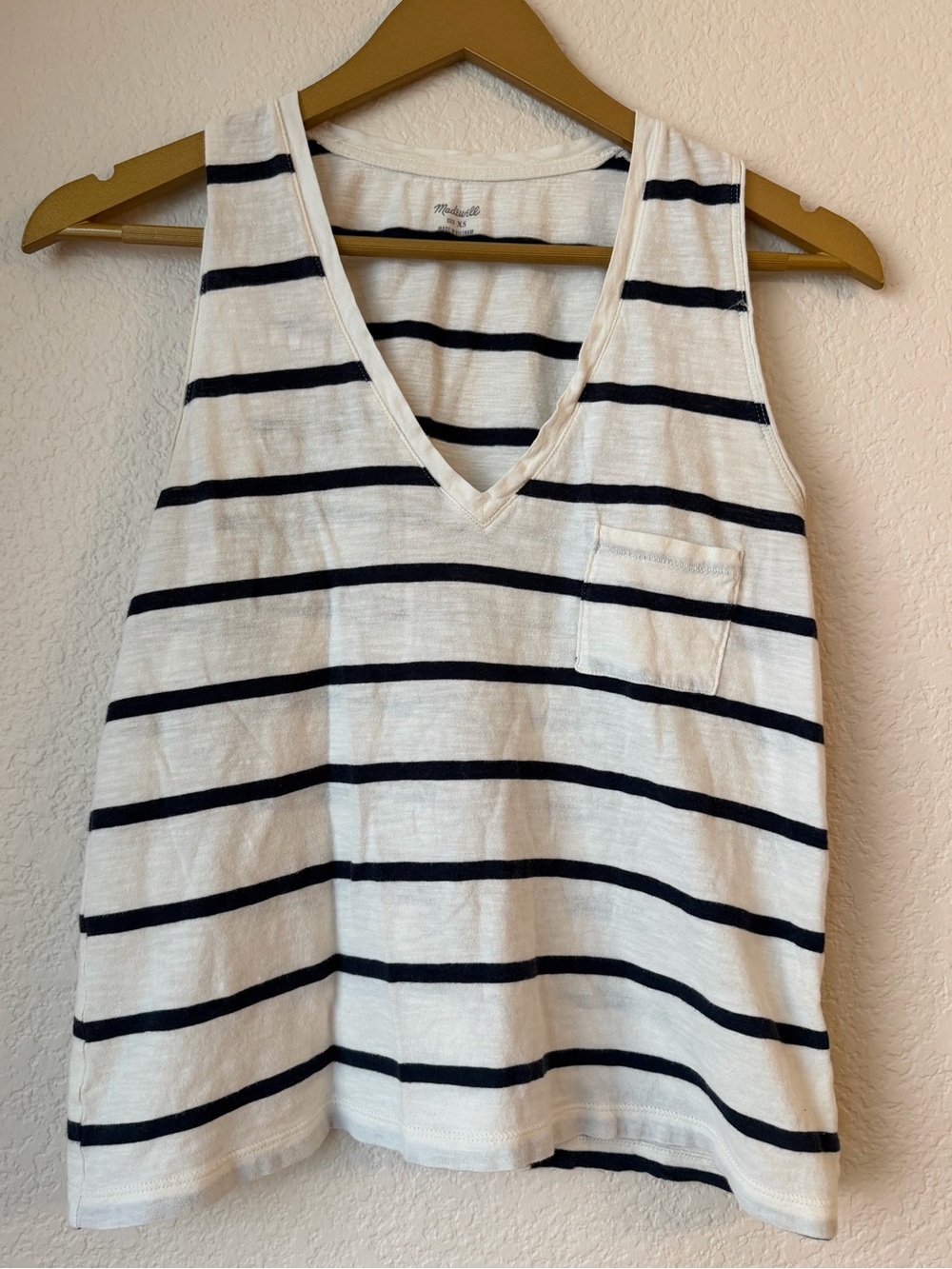 Madewell Women's Striped V-Neck Tank Top - White & Black
